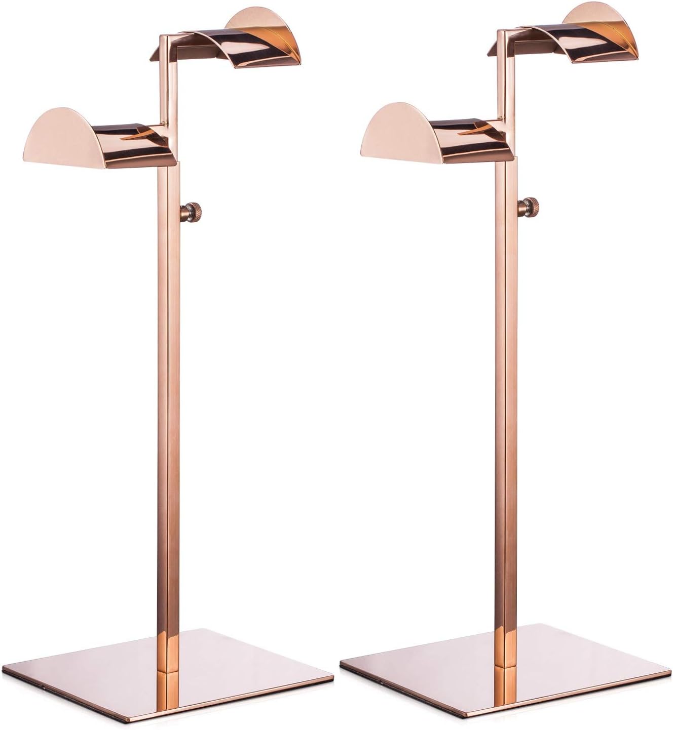 Polmart Countertop Adjustable Double Arm Handbag Purse Display Stand with Crescent Handles - Rose Gold (2 - Pack)
