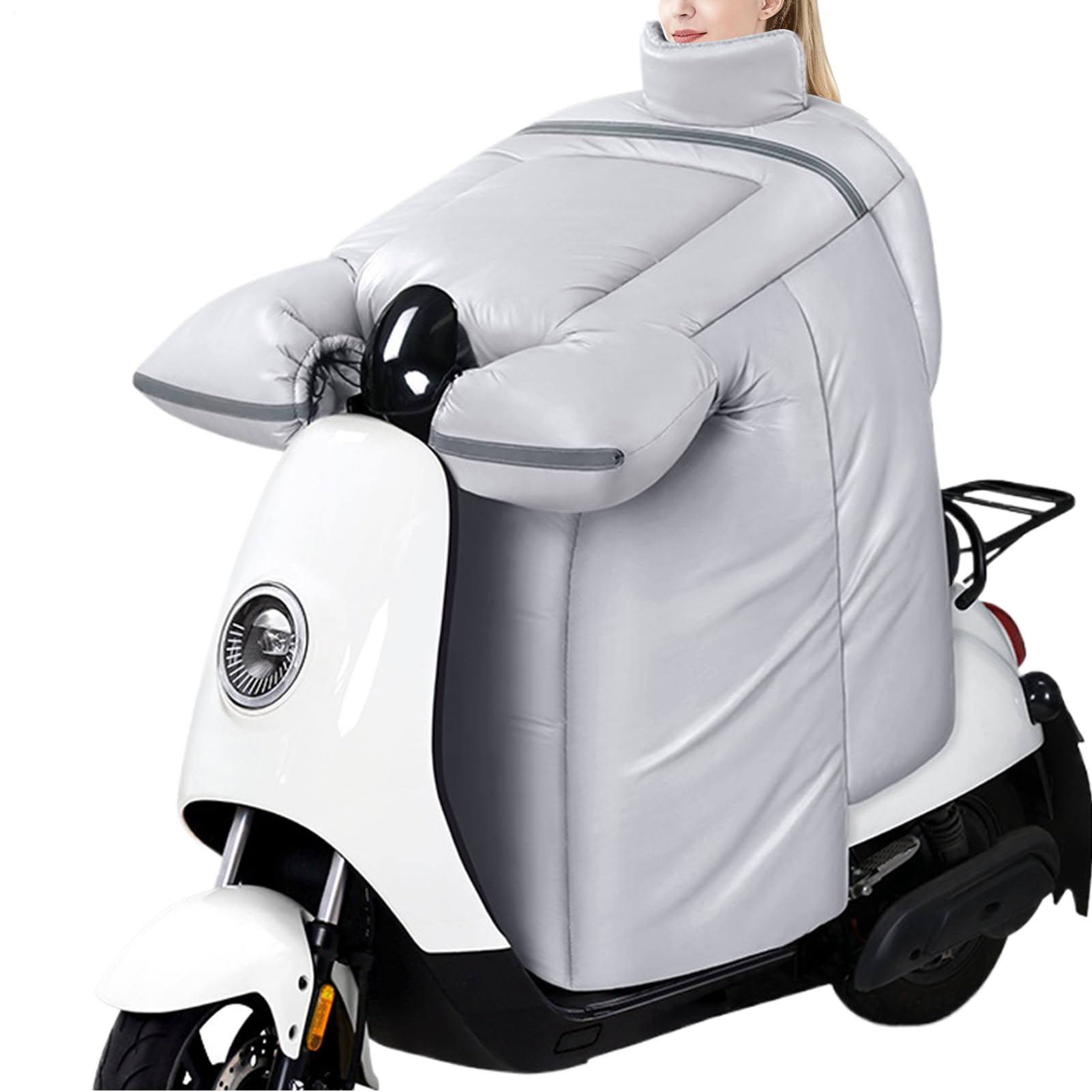 Tablier de moto - Rembourrage matelassé épais imperméable - Jambières chauds doublés en peluche pour moto avec gants - Pour femme - Protection contre les genoux, la poitrine, le cou pendant les