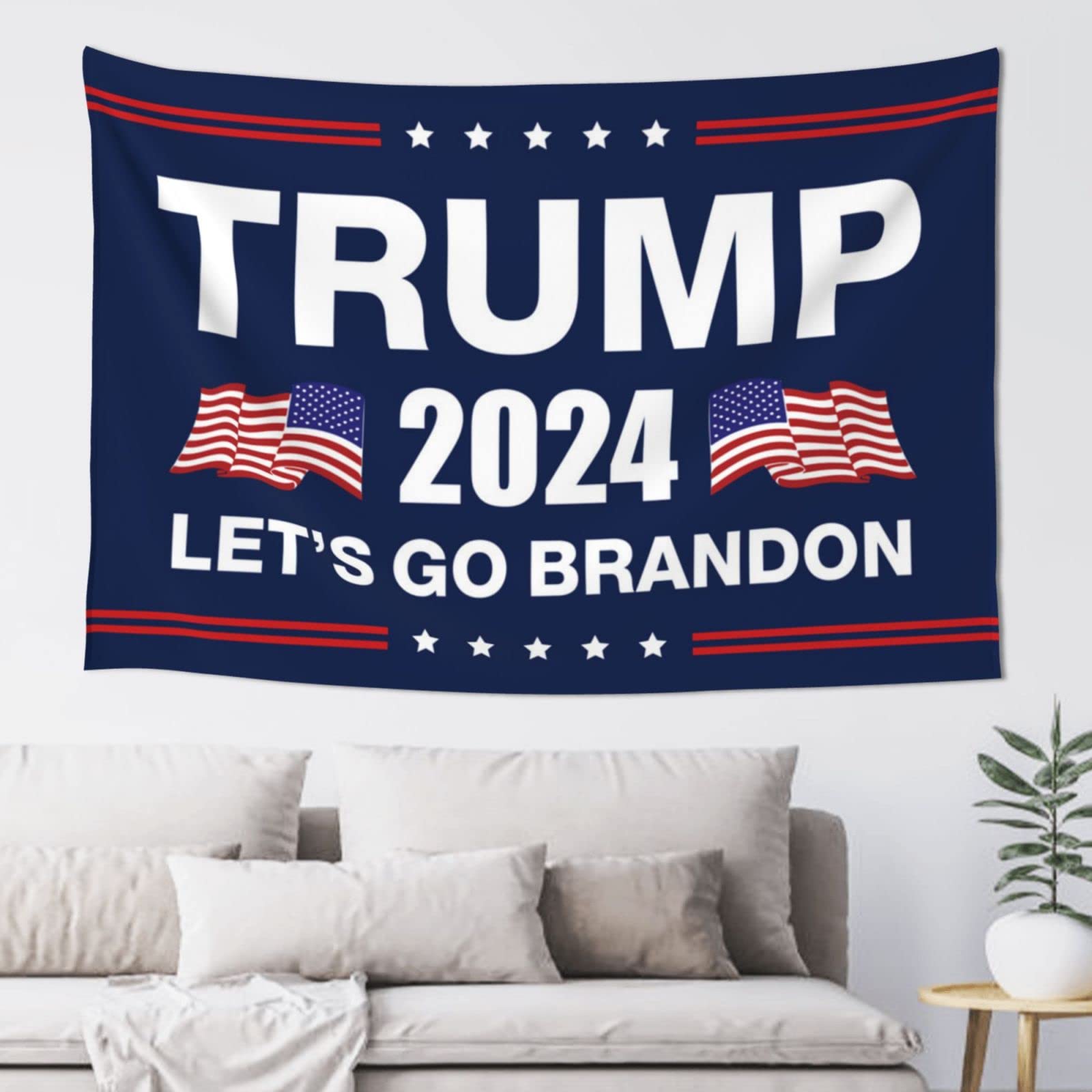gaeruiteBoys Room Decor Teenager Trump 2024 Lets Go Brandon Tapestry Home Decor Men Wall Decor Aesthetic (Size : 75X100CM)