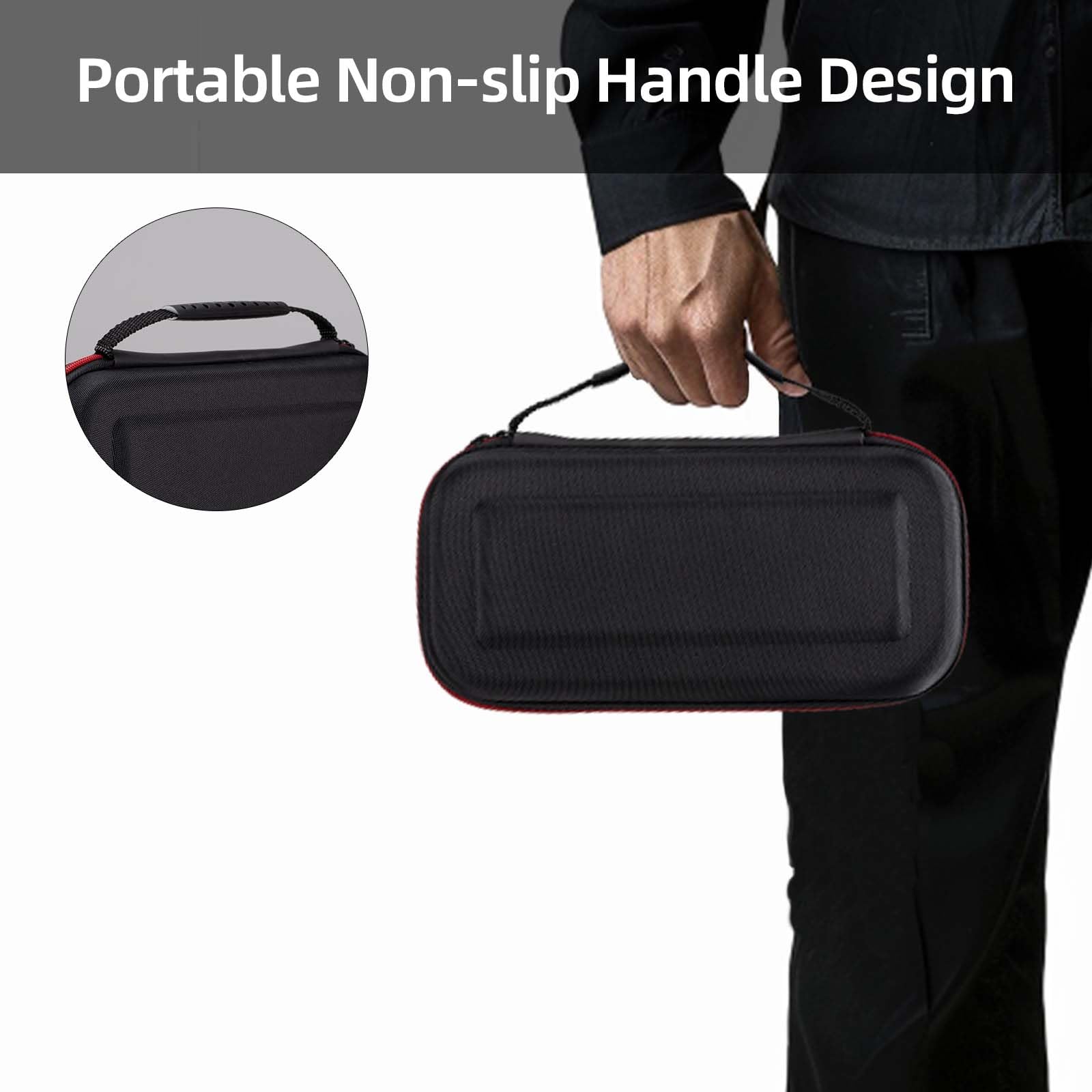 Carehabi Etui kompatybilne z Nintendo Switch i New Switch OLED, twarde etui OLED, z miejscem do przechowywania kaset z 19 przełącznikami, czarne, czarny, organizer kieszonkowy