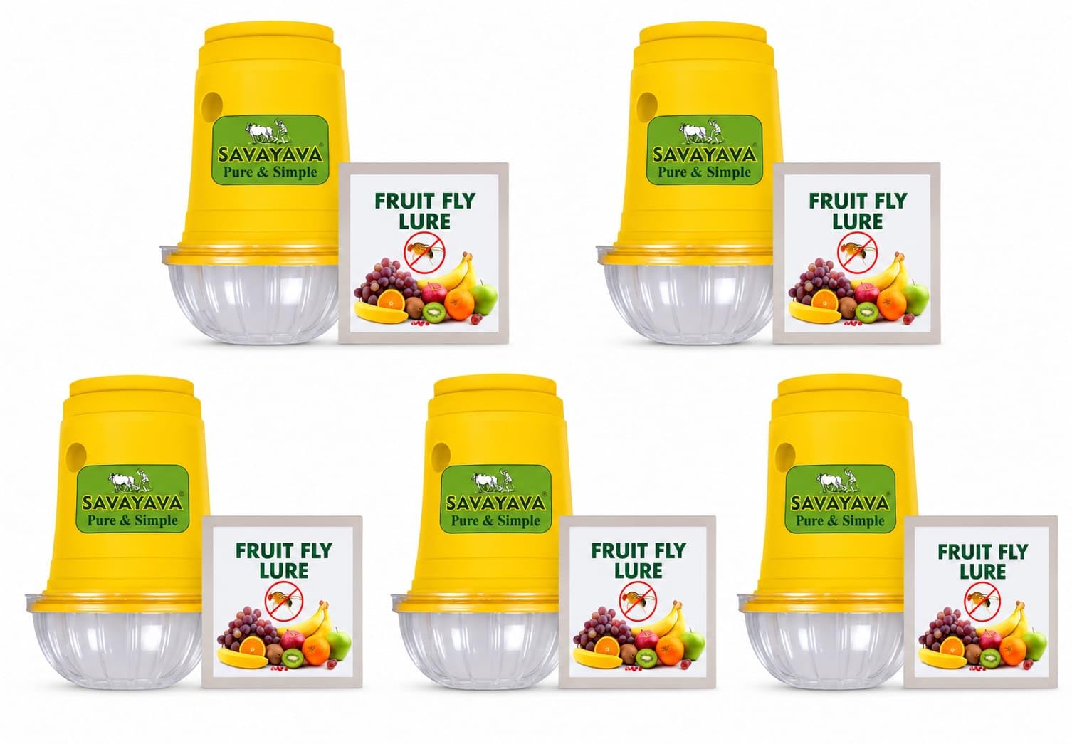Fruit Fly Trap with Lure Pack of 5 | Reusable Non-Toxic Insect Trap for Fruit Flies | Easy to Use Hanging Fly Catcher for Orchards, Gardens, Vegetables, Kitchen, Home & Farms-image-4