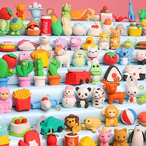 Mstipo 100Pcs Animal Eraser Kids Pencil Eraser Bulk Detachable Eraser Educational Eraser Toy Party Gifts, School Supplies Gifts, Classroom Student Prizes, Carnival Gifts And Easter Egg Fillers #TOP1