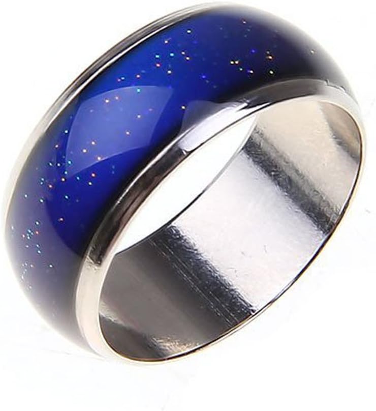 One Classic Seventies Mood Ring Size 5 with 1 Free E Mood Ring | Rainbow | Understand and Express your Feelings