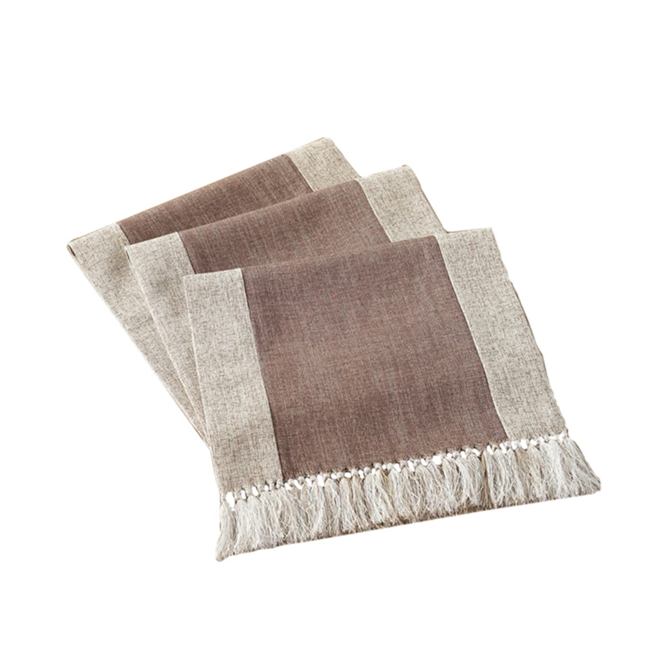 Chemin de table en coton marron 38x220cm parfait pour créer une ambiance de repas chaleureuse