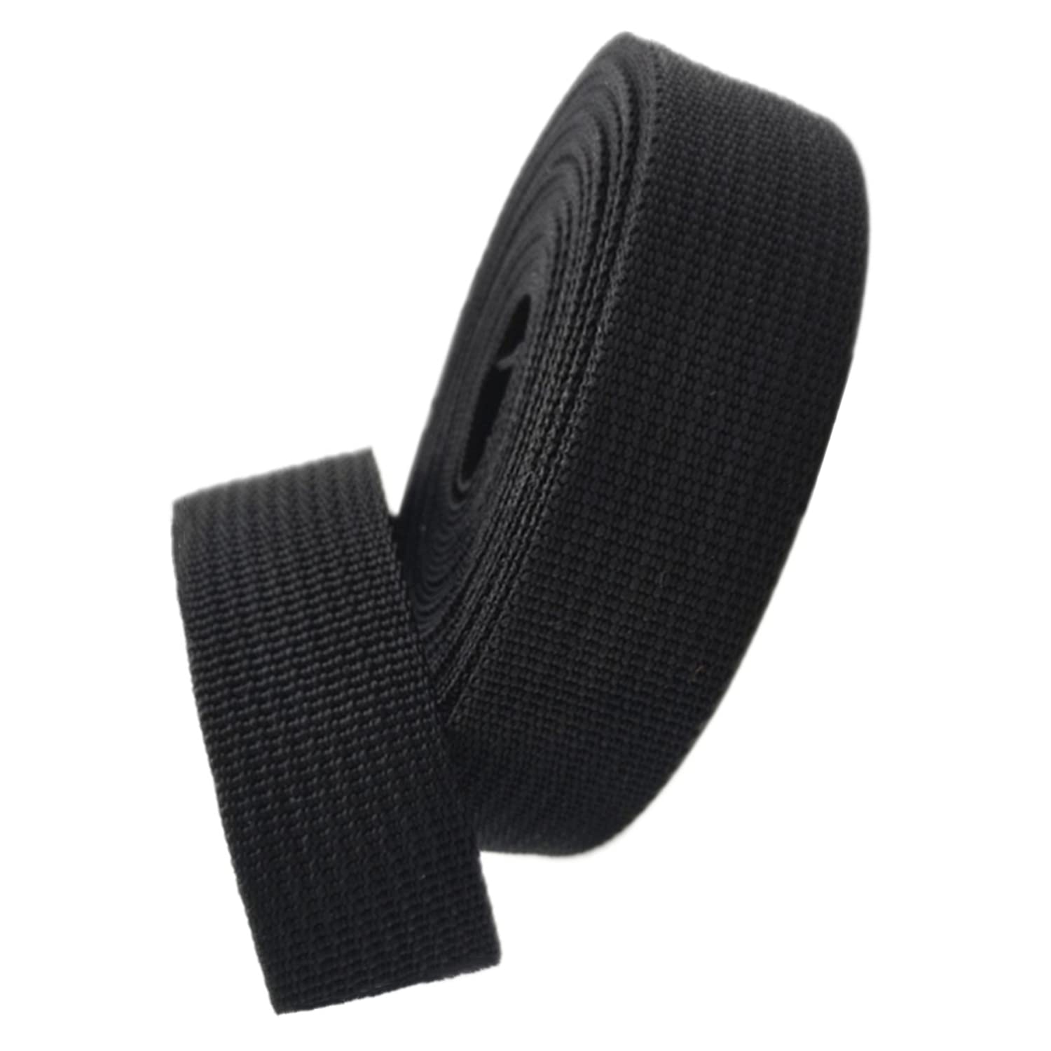 dfEDRd Webbing, Herringbone Polypropylene 25mm Multicolor 5-50 Yard(Black,50 yard)