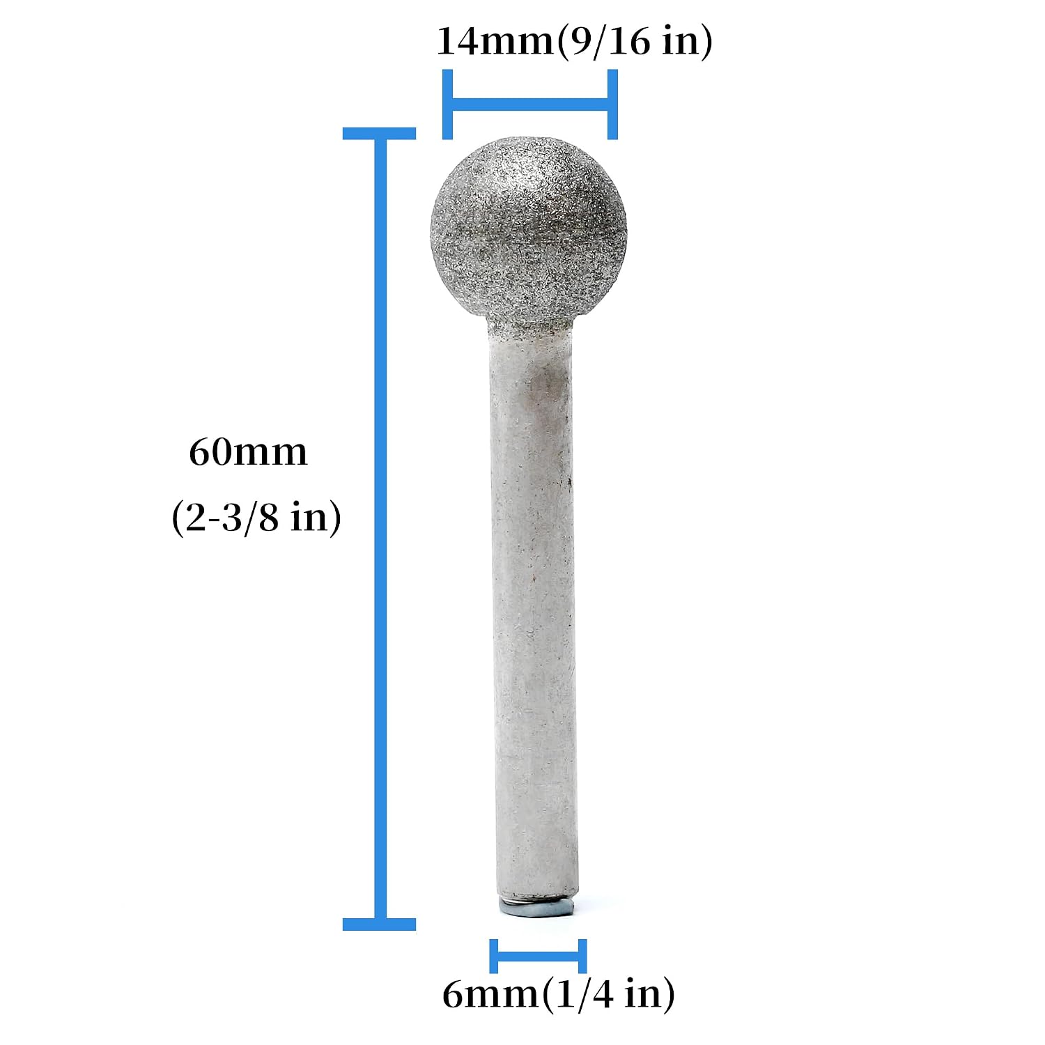 14mm Diamond Ball Bit,Round Head Rotary Burr Shank 6mm 1/4" Stone Carving Tools Compatible with Bosch, with DeWalt