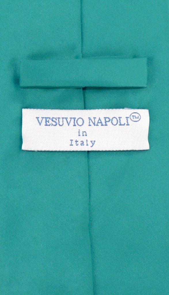 Vesuvio Napoli NeckTie Solid TEAL Color Men's Neck Tie, Aqua Green, One Size
