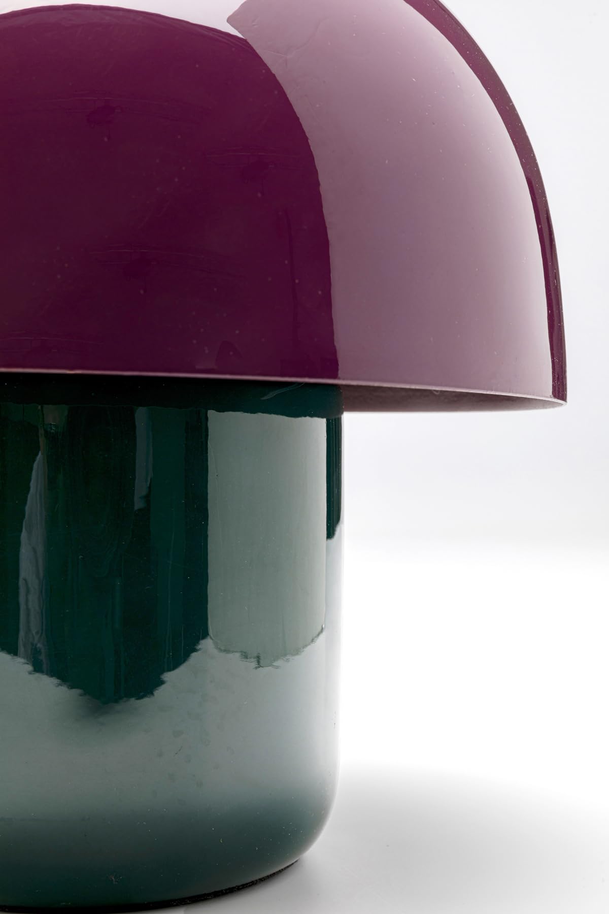 Kare Design lampada da tavolo Mushroom Shiny Duo Saturday, bicolore, 20 cm | abat jour a forma di fungo verde scuro e viola, acciaio smaltato, per comodino, lampadina non inclusa