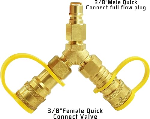 Miniatura 5 de MENSI Adaptador divisor en Y de propano de 10 pies con manguera de conexión de gas natural de conexión rápida de 38 pulgadas y accesorios de campana