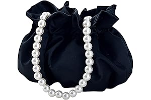 JAMBHALA Small Wristlet Purses Mini Bucket Bag Women Hobo Bag with Faux Pearl Chain