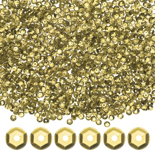 M METERXITY 3000-Pack Loose Sequins Bulk, 20g 4mm Round Cup Sequins for Wedding/Sewing/DIY Craft/Garments Accessories, PVC Spangles with Holes [Light Gold, Silver]