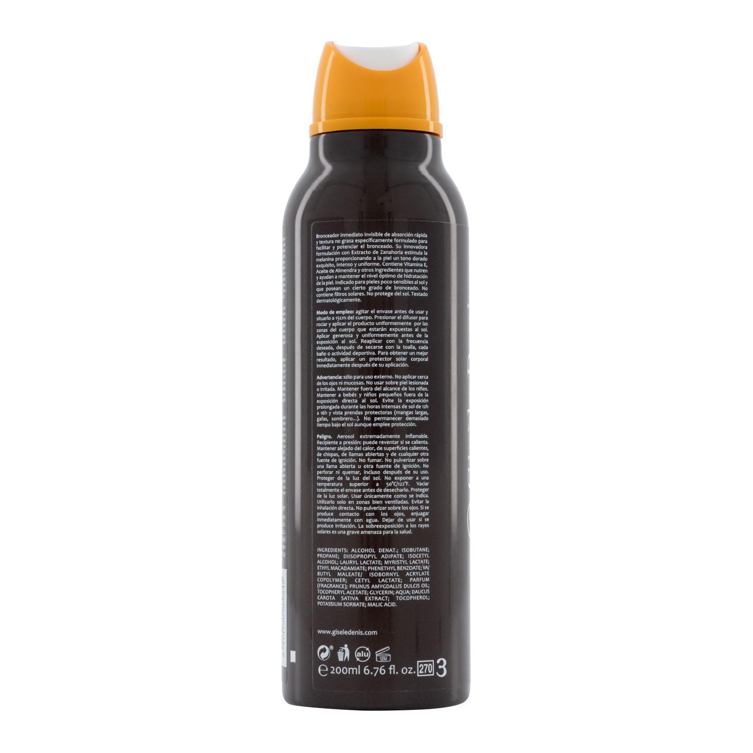 GISÈLE DENIS - Abbronzatura istantanea invisibile 200 ml, Spray abbronzante, Acceleratore di abbronzatura, Abbronzante solare con estratto di carota, Spray intensificante, Abbronzante corpo