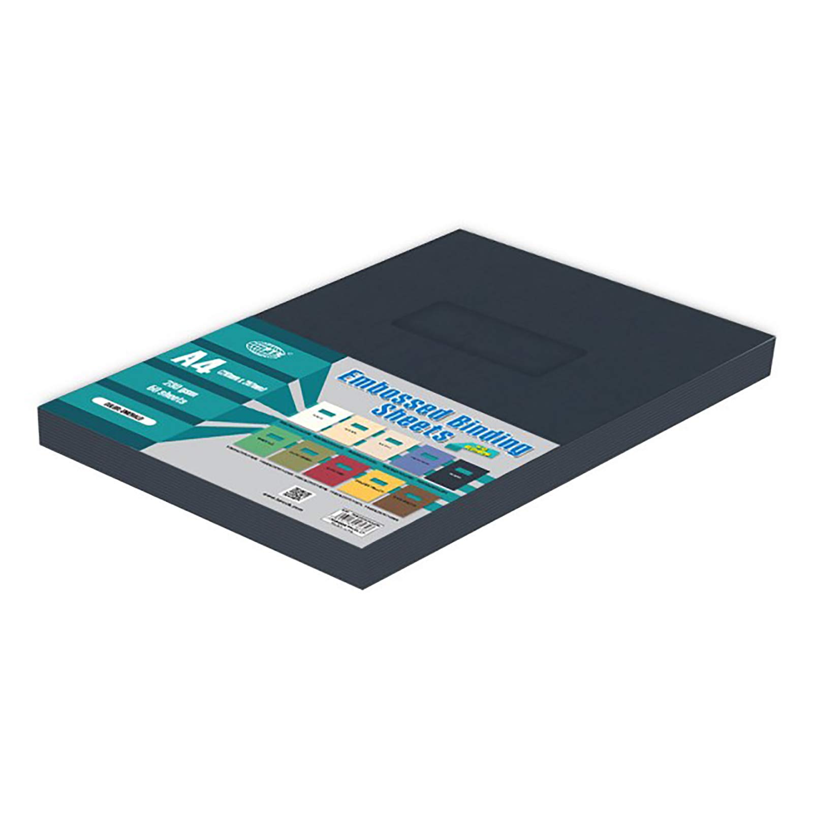 FISEmbossed Binding Sheets with Window, Size A4(210x297mm), 230gsm, 50 Sheets Per Packet, Black Color-FSBDE230WA4BK