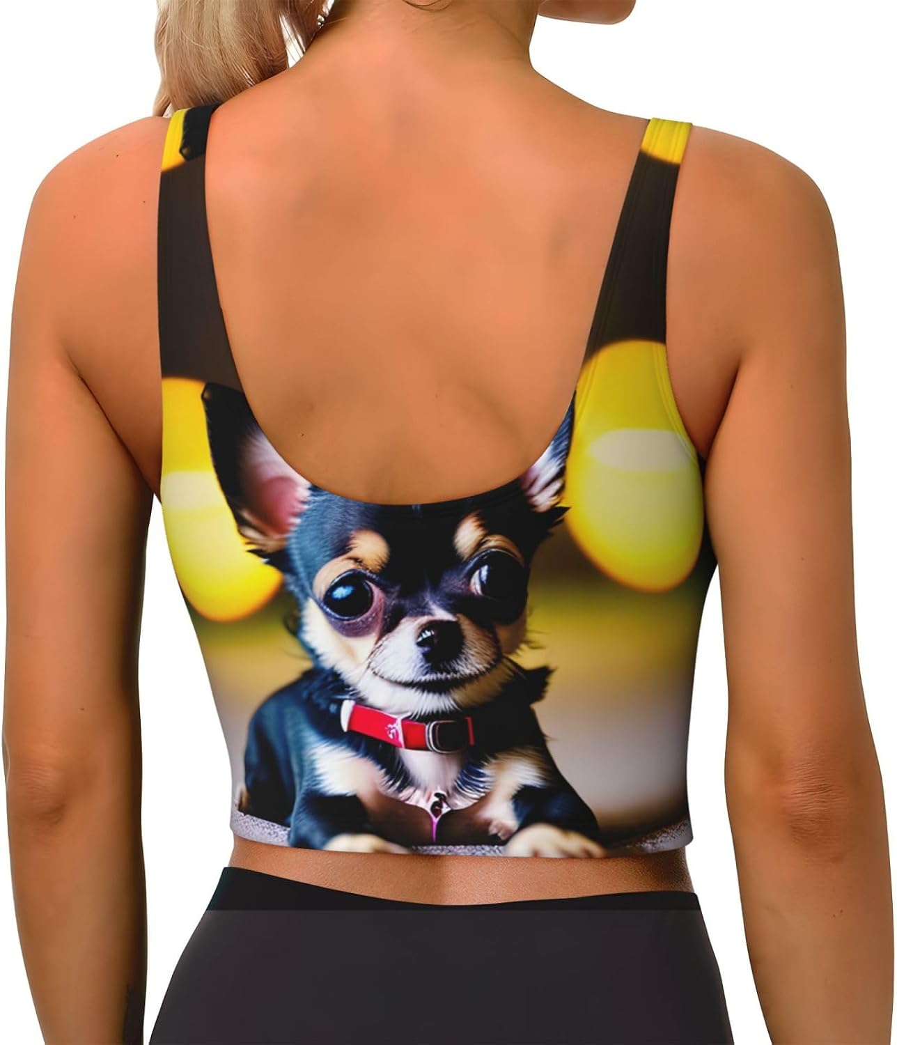 Chihuahua Dog Print Women's Sports Bra Tank Tops,Longline Sports Bras for Yoga,Workout and Running