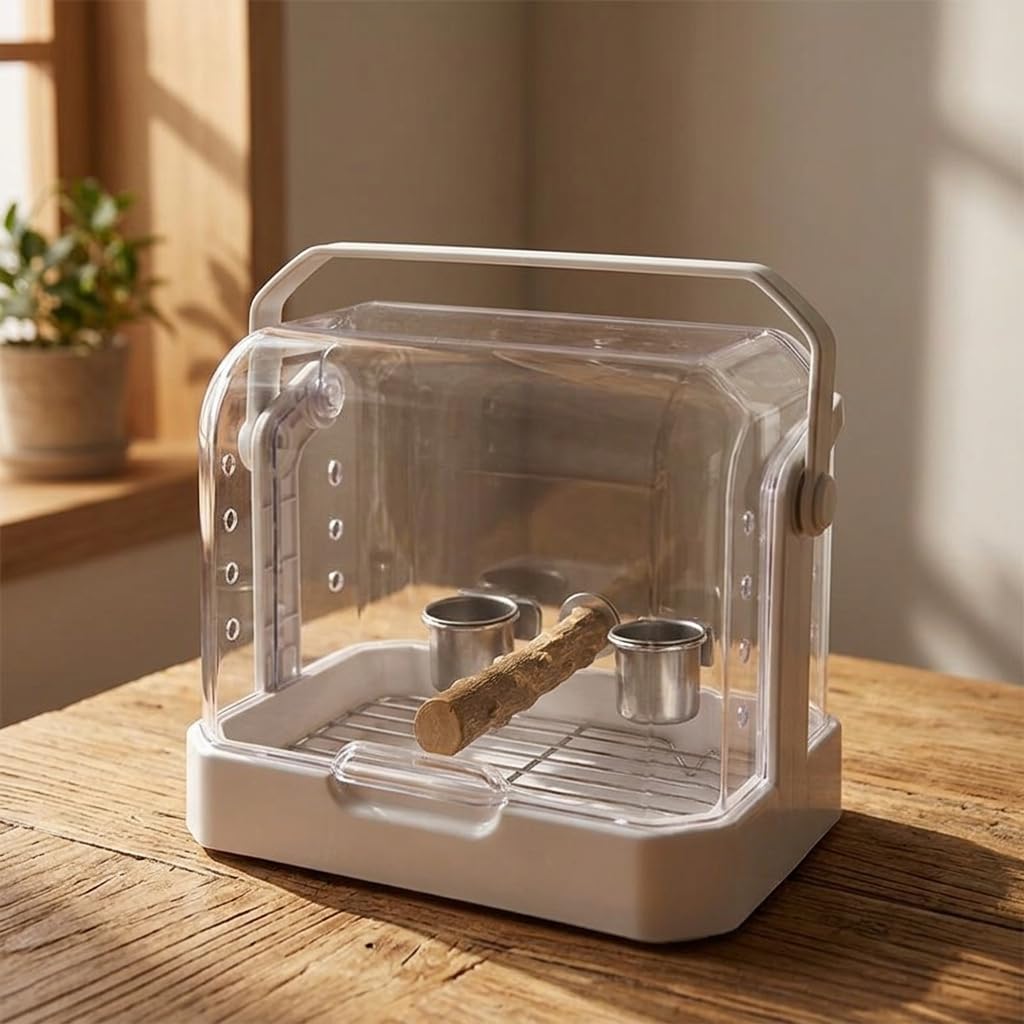 Gabbia per Uccelli, Trasportino, arancione con griglia anti-feci | Rete igienica interna, Trasportino compatto, Esposizioni avicole, Per di colonie