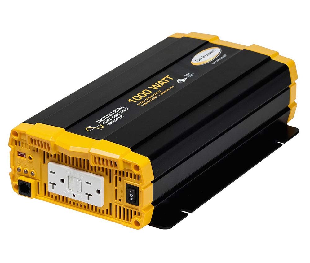 Go Power 1500 Watt Industrial Pure Sine Wave Inverter, 12V to 120V AC, Dual GFCI Outlets, PowerSave Mode, Overload Protection, Low-Profile Design, Ideal for Appliances & Sensitive Electronics