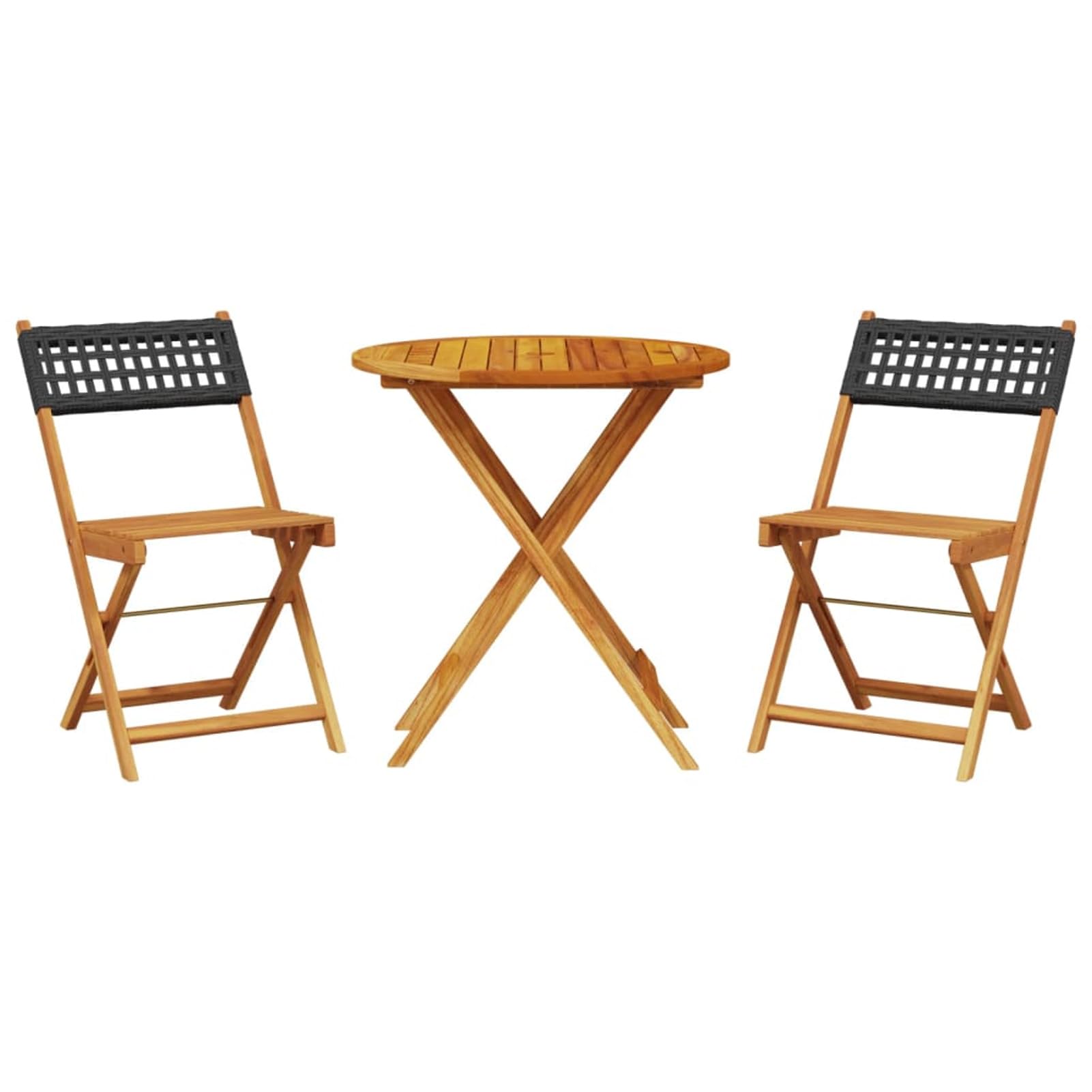 ZEYUAN Set da Bistrot 3 pz Nero in Polyrattan e Legno Massello,Set Bistrò Veranda,Set Bistrot da Esterno,Set Bistrot da Balcone-3281838