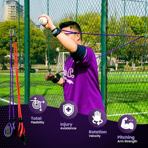 Image of Premium Resistance Bands for Pitchers - Baseball Training Equipment & Fitness Accessories - Adjustable Arm Bands & Stretching Bands for Baseball & Softball Training & Speed Agility