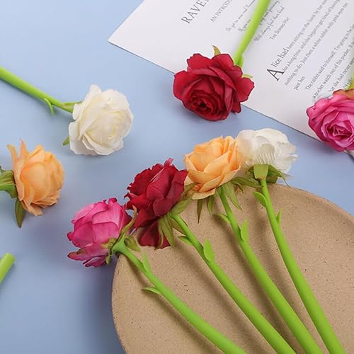 Miniatura 4 de 5 bolígrafos de flores en forma de rosa, bolígrafo de tinta de gel, bolígrafos de ramo de rosas surtidos para suministros de decoración de oficina
