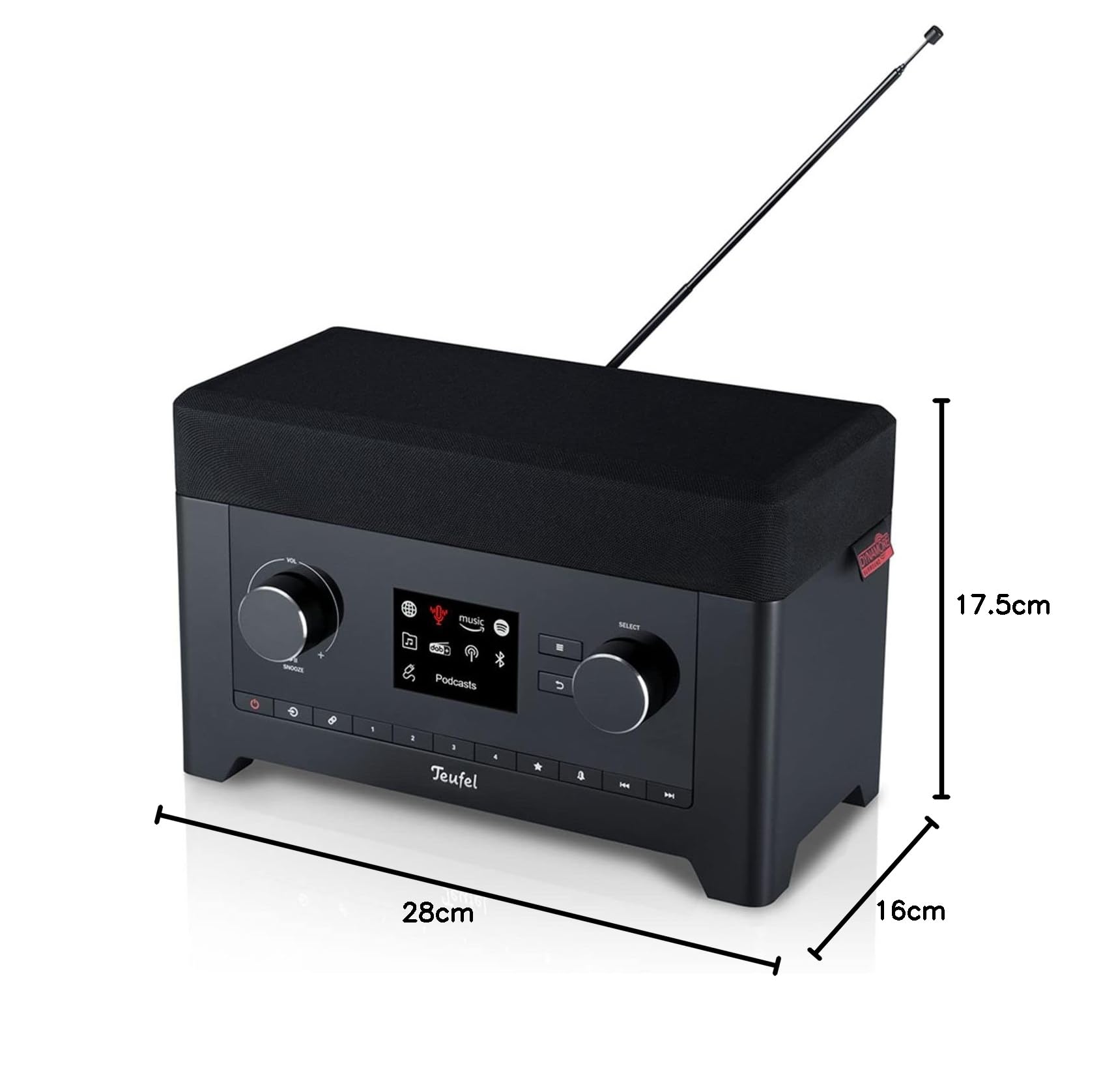 Teufel RADIO 3SIXTY Altoparlante Bluetooth con Radio Digitale Premium DAB+, 360° Suono e Subwoofer, Radio Internet, Funzione Power Bank - Nero