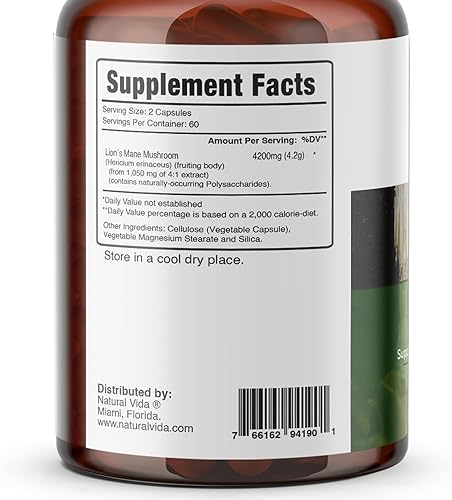 Miniatura 2 de Extracto de hongo melena de león - 120 cápsulas vegetarianas - 4,200 mg - Suplemento sin OMG