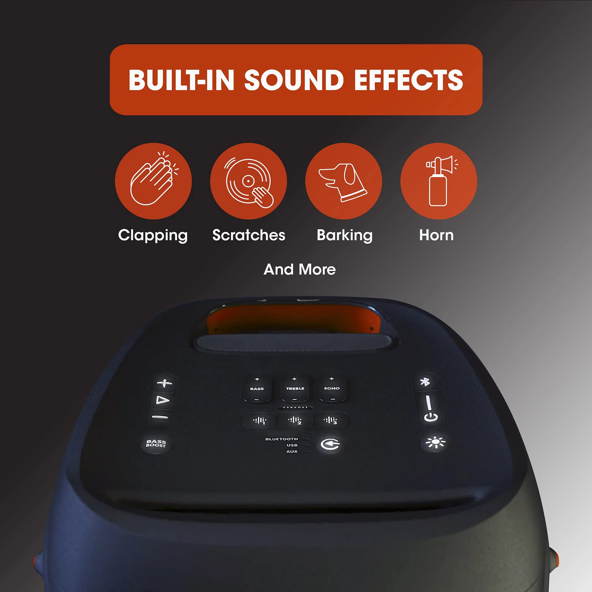 JBL PartyBox 310MC, Speaker Portatile per Feste, con Effetti di Luci, Microfono Cablato JBL, Design IPX4 Resistente agli Schizzi, 18 Ore di Riproduzione, Nero