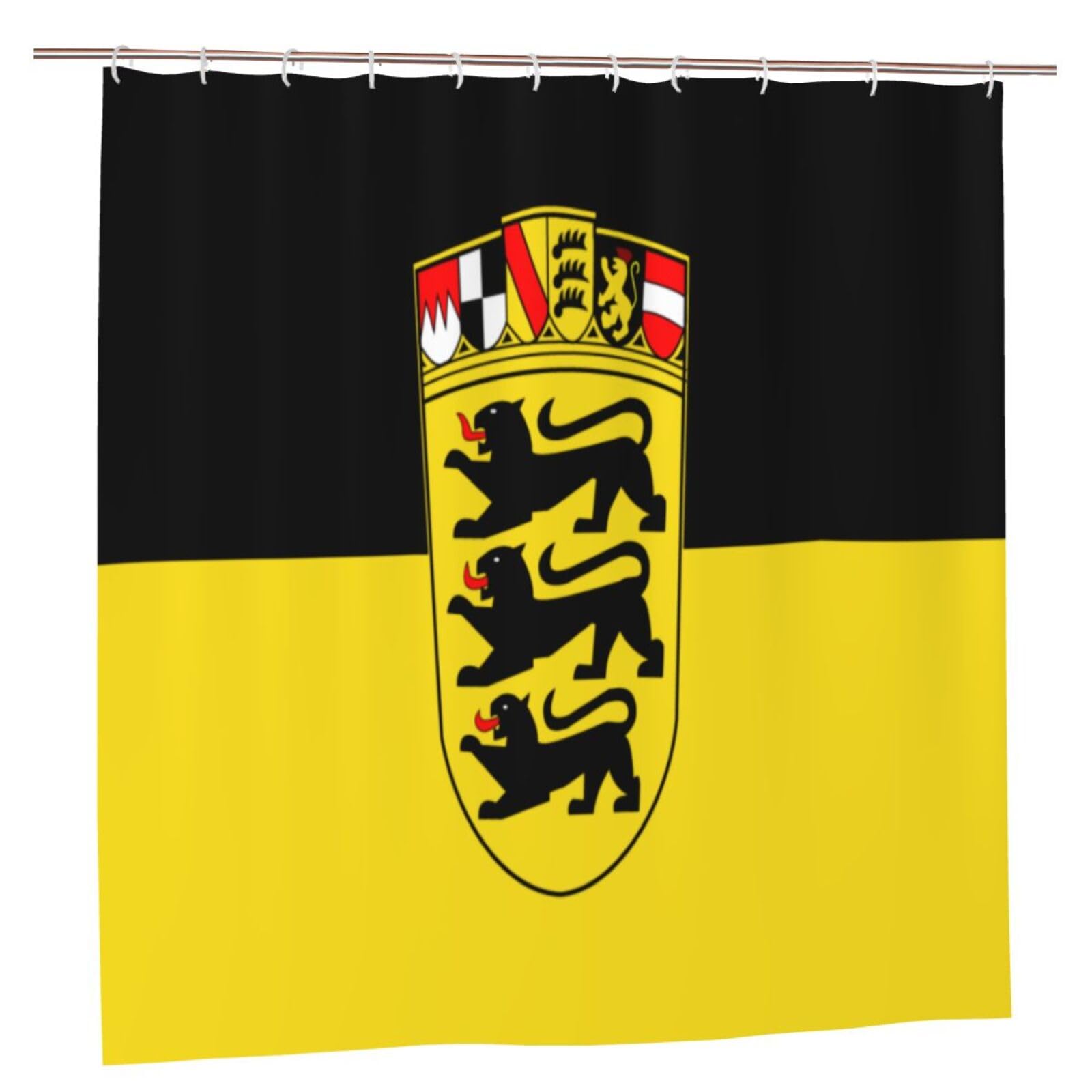 Klgrtjhk Plastic Flag Of The State Of Baden-Württemberg Shower Curtain 72X72in