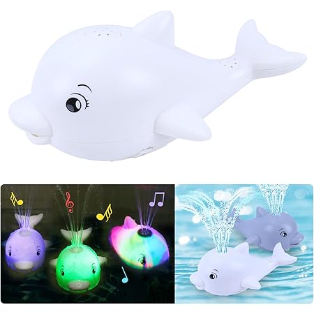 Herefun Jouet Bain Baleine Jouet De Bain Bebe Avec Lumiere Et Musique Jouet D Eau Piscine