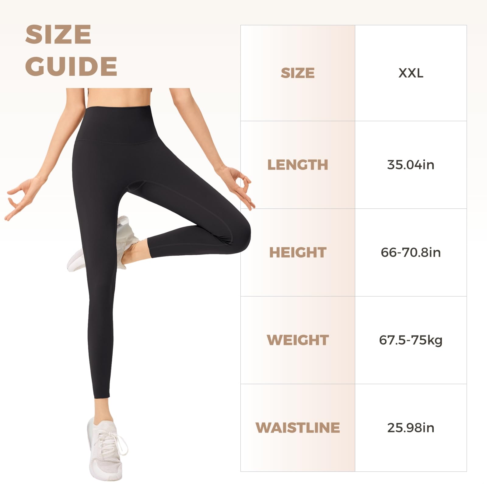 Spodnie do jogi z wysokim stanem dla kobiet, czarne legginsy treningowe, idealne do jogi i wypoczynku, pasują do 150 cm - 130 cm i 67-75 kg