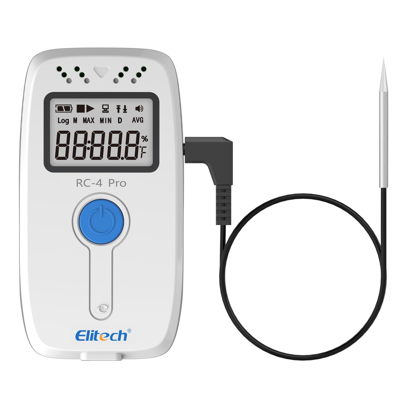 Elitech RC-4Pro Wiederverwendbarer Temperaturdatenlogger, -40~85°C, USB-Datenlogger für PDF & CSV, 64000 Datensätze, mit kostenloser Software & Akustischem Alarm, für Temperaturüberwachung im Labor