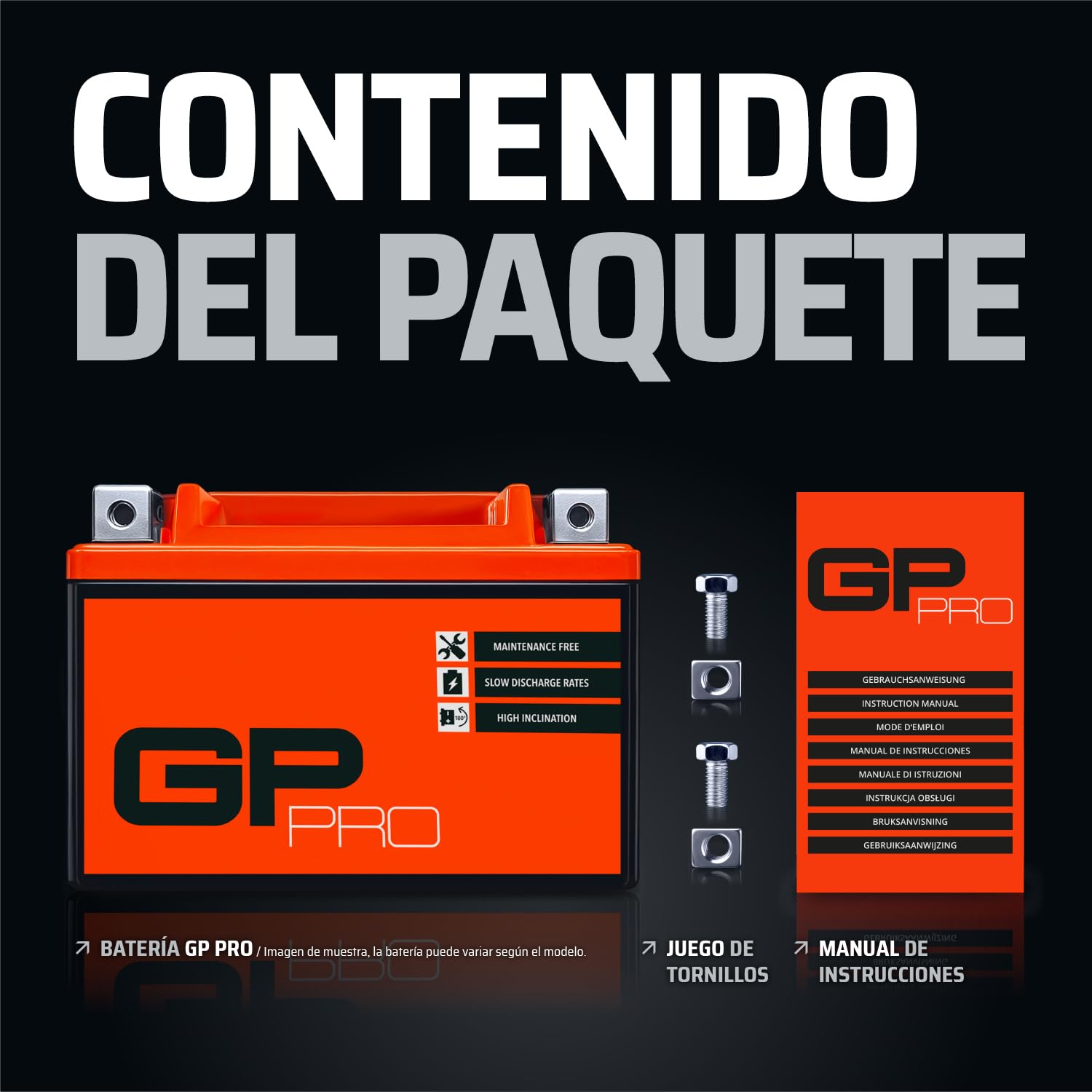 GP-PRO GB9-B - Batería de arranque para scooter y motos, 12V, 9Ah, parecido a YB9-B / 50914, sin necesidad de mantenimiento