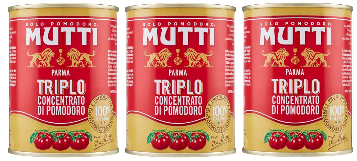 Mutti Triplo Concentrato Di Pomodoro - Triple concentré de tomates - 100 % tomates italiennes - Boîte de 400 g