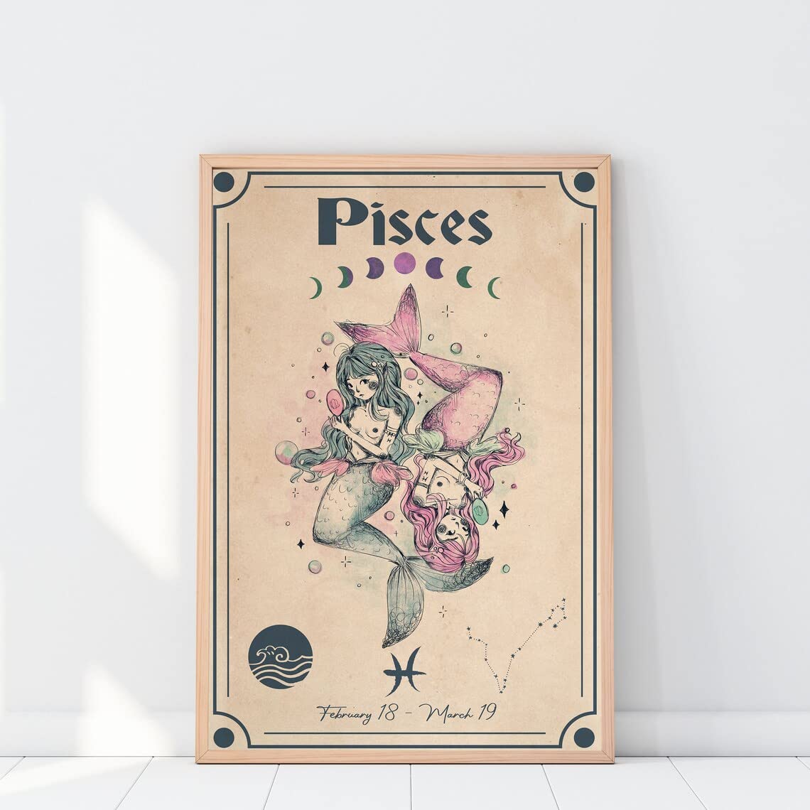 Pisces Wall Decor Astrology Home Decor Zodiac Gifts Zodiac Astrology Art Poster Vintage Wall Decor Gifts for Her Vintage Metal Tin Sign 5.5x8inch