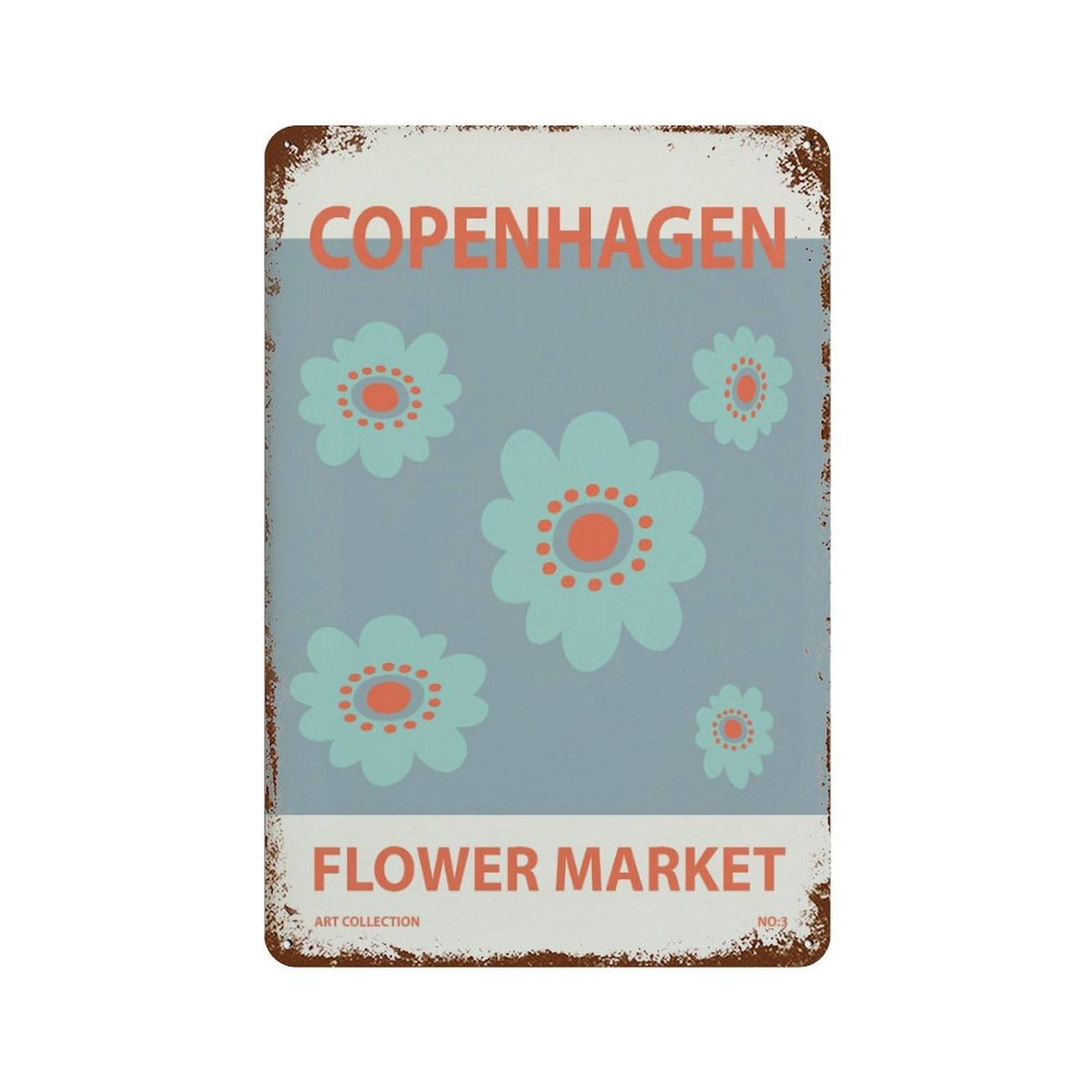 xiaoxiaoshen Copenhagen Flower Market Botanical Wall Decor Art Metal Tin Poster Modern Home Decor Art Home Bar Shop Decorations Vintage Sign 30x20cm