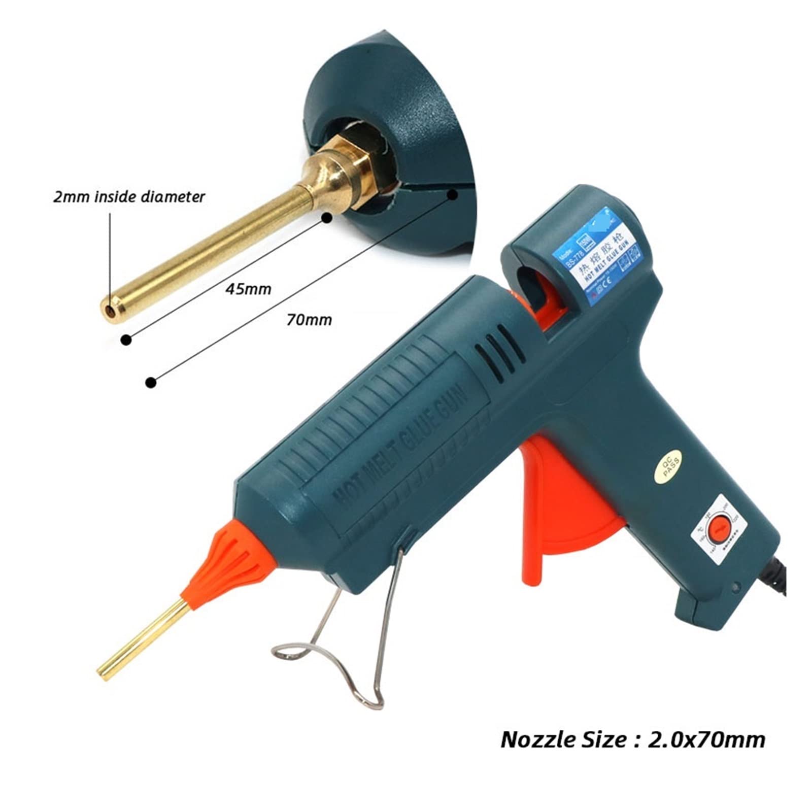 Pistola De Silicona, Boquilla de cobre larga de 150W, pistola de pegamento de fusión en caliente, temperatura ajustable for barras de pegamento de 11mm, pistola de pegamento adhesiva industrial profes
