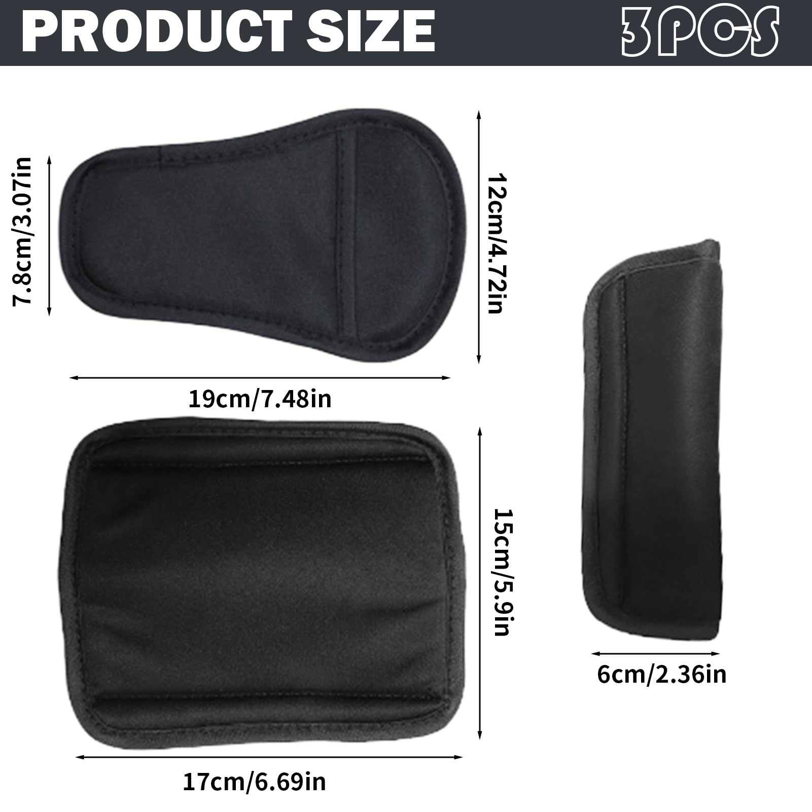 Set di 3 cuscinetti per cinture di sicurezza per bambini, cuscino universale Soft Seat Belt (nero)