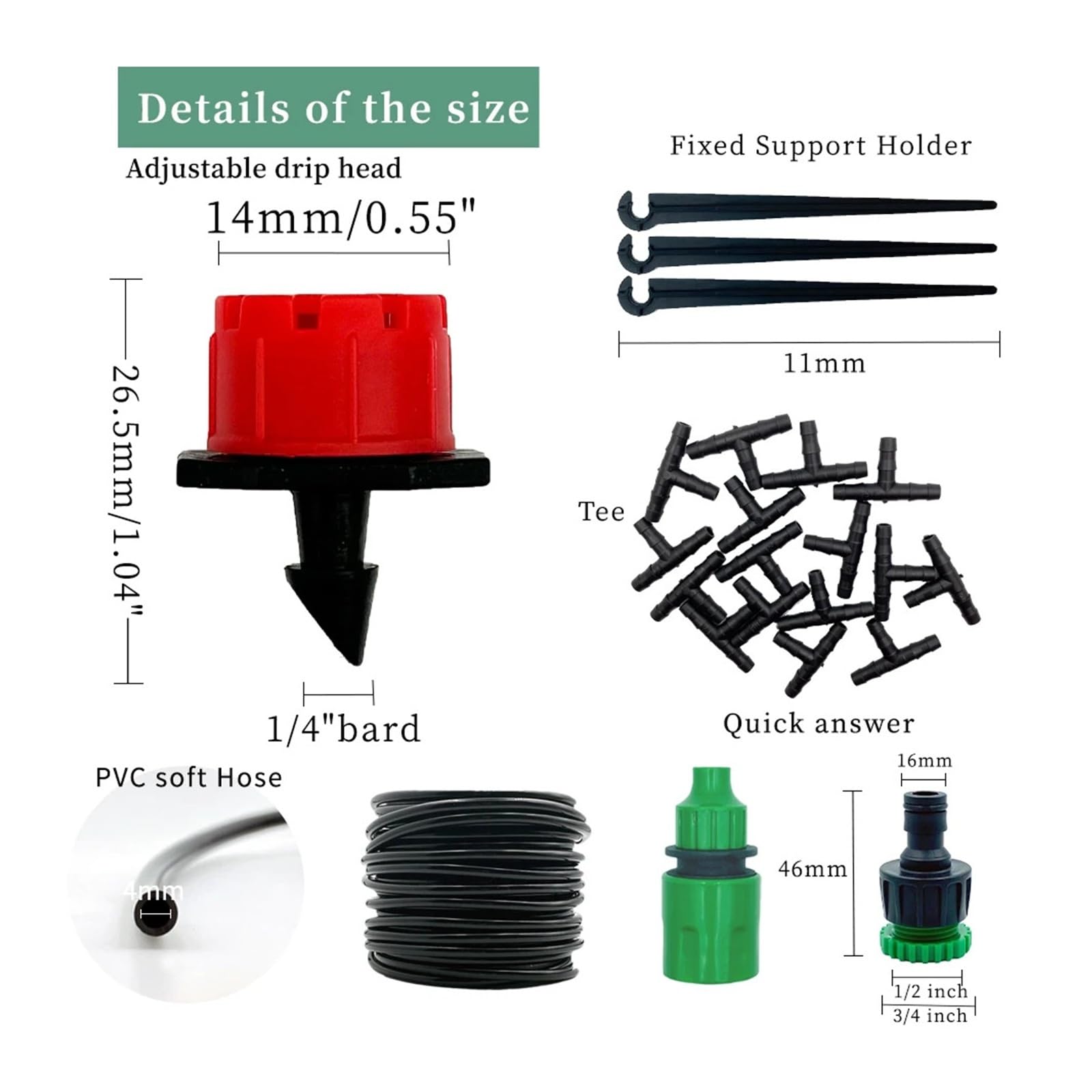 Sistema di irrigazione a goccia fai da te for serra 10M-30M Kit di irrigazione a goccia for tubo da giardino con irrigazione automatica con gocciolatori regolabili(10M)