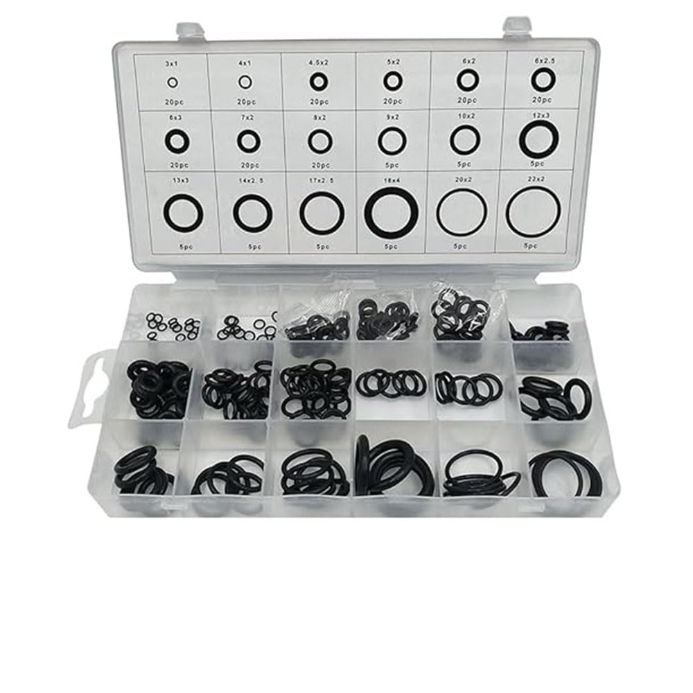 Rubber O Ring Set,18 Size 225 Pcs Black Small O Rings Assortment Kits, Assorted Metric Sealing Washer,For Automotive, Plumbing Faucet, Gas Connections With Clear Storage Box
