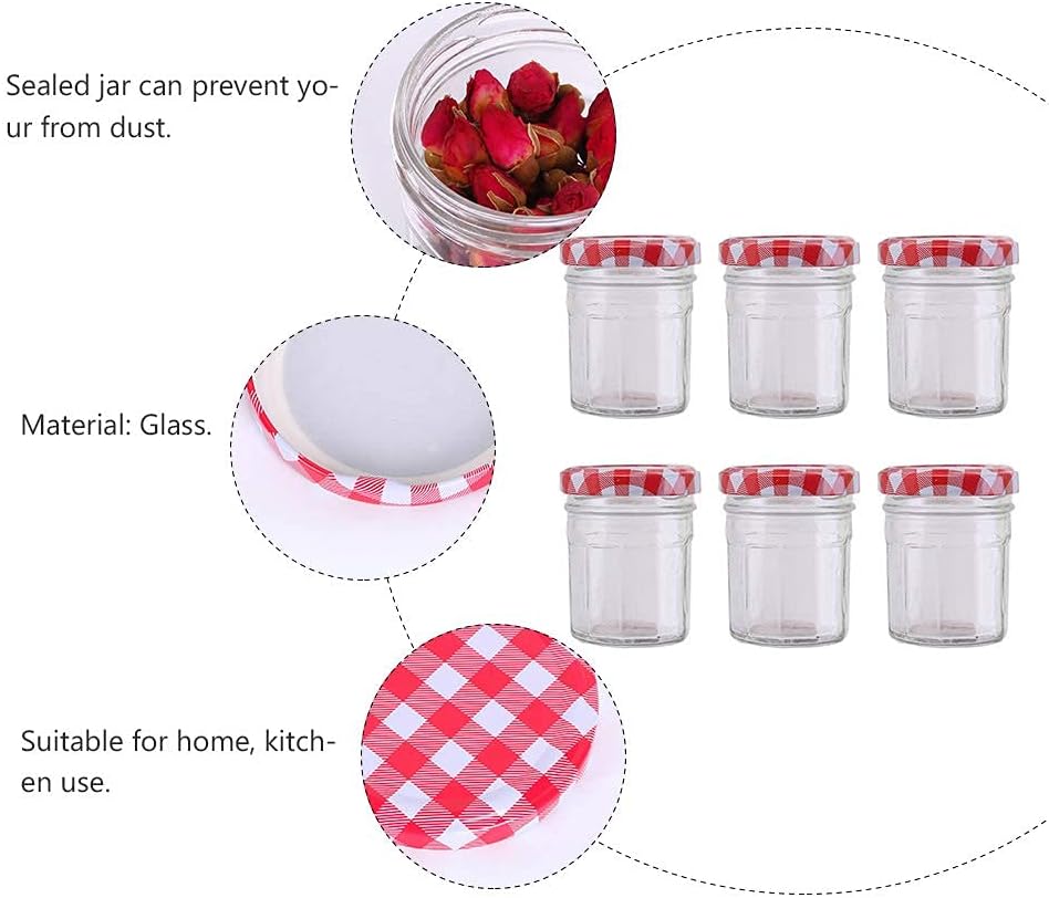 6 Packs Glass Sealed Can Food Container Honey Container&Frac14;&Circ; 200Ml&Frac14;&Permil;