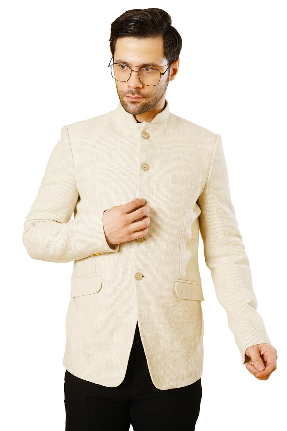 wintage Men's Linen Cream Bandhgala-picture-13