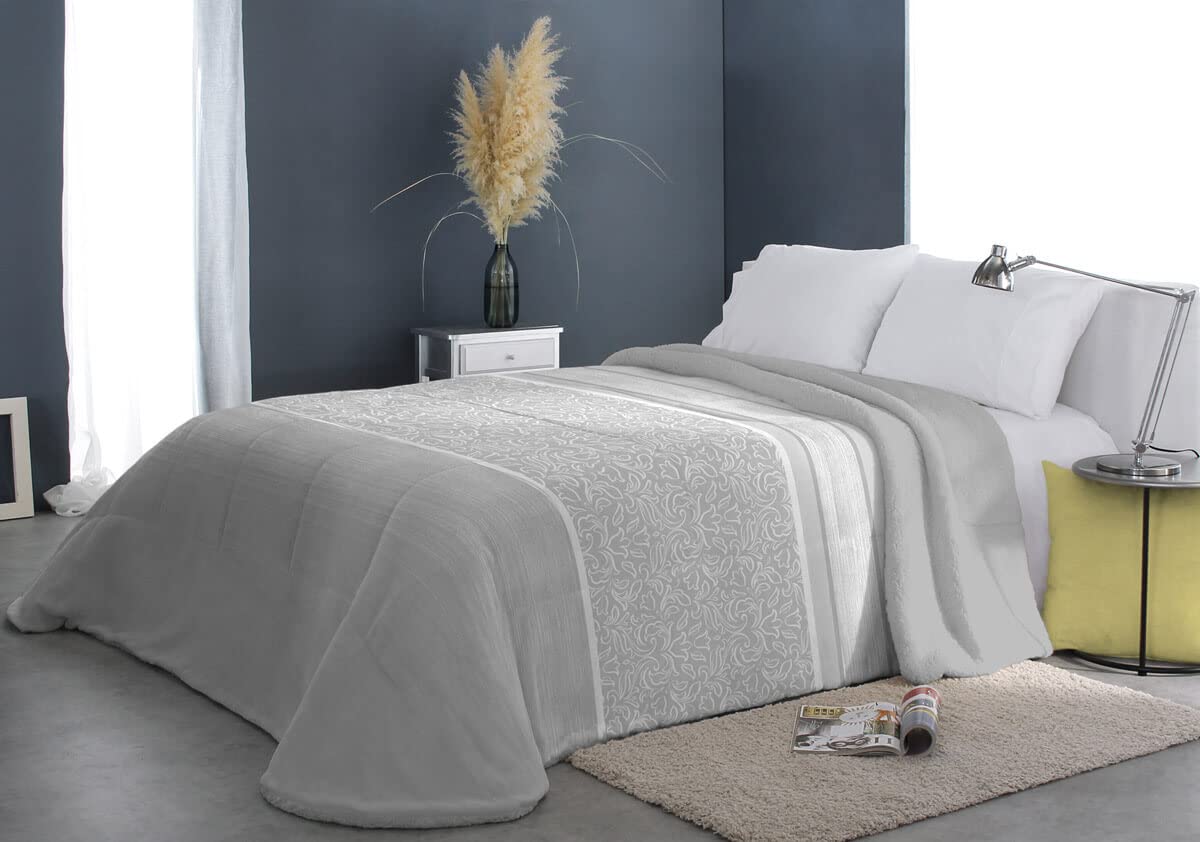 EDREDÓN Sherpa Modelo Shiva con Borreguito DE REIG MARTÍ para Invierno (Gris, Cama 135/140 cm.)
