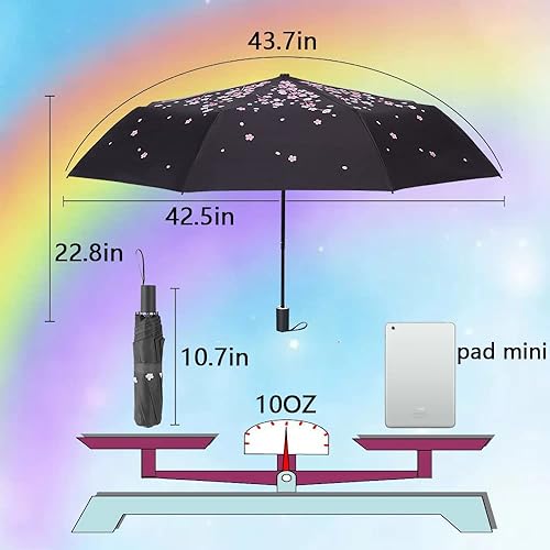 Miniatura 3 de Goothdurs Sombrilla compacta para el sol y la lluvia, pequeña y ligera, resistente al viento, impermeable, plegable, para hombres y mujeres