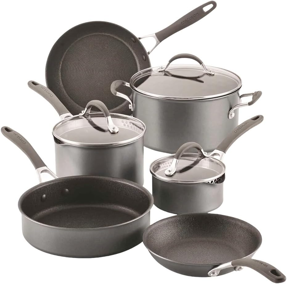 Circulon Scratch Defense Technology Non-Stick Induction Cooker Pot Pan Set 9 Piece Graphite A1 Series
