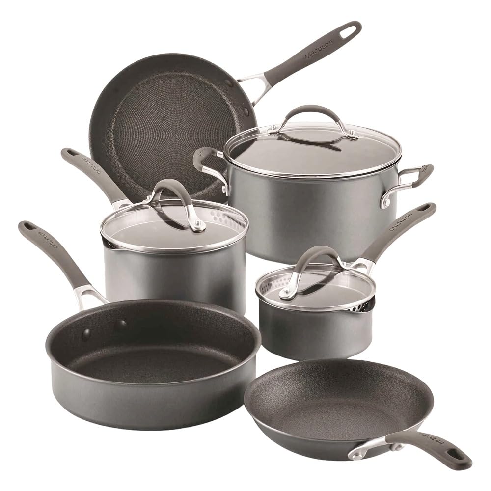 Circulon A1 Series with ScratchDefense Technology Nonstick Induction Cookware/Pots and Pans Set, 9 Piece, Graphite