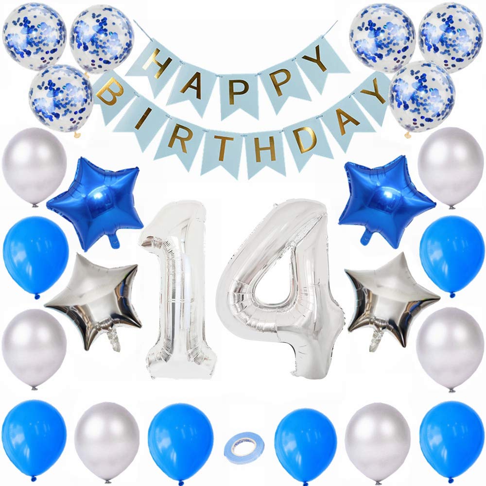 Buy Kiwochy 14 Birthday Decorations Happy Birthday Banner Balloon Set