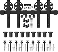 Vista 6 de WINSOON Country Basic - Juego de rieles de acero para puerta corrediza estilo granero con diseño recto