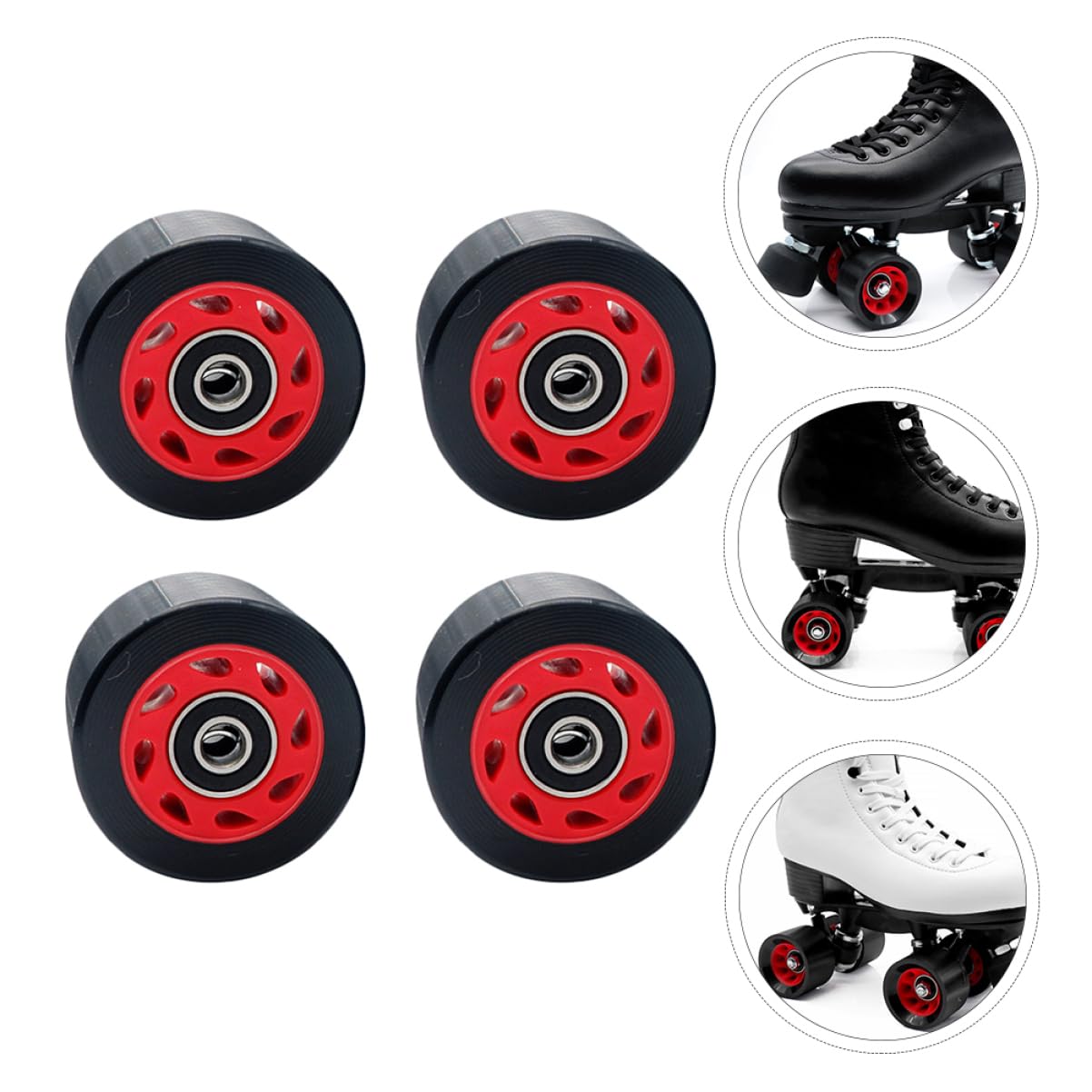 Mikikit 1Set Double Row Skating Wheels Replacement Wheels for Roller Skates Skateboards Durable Outdoor Skating Accessories Smooth High Speed Performance
