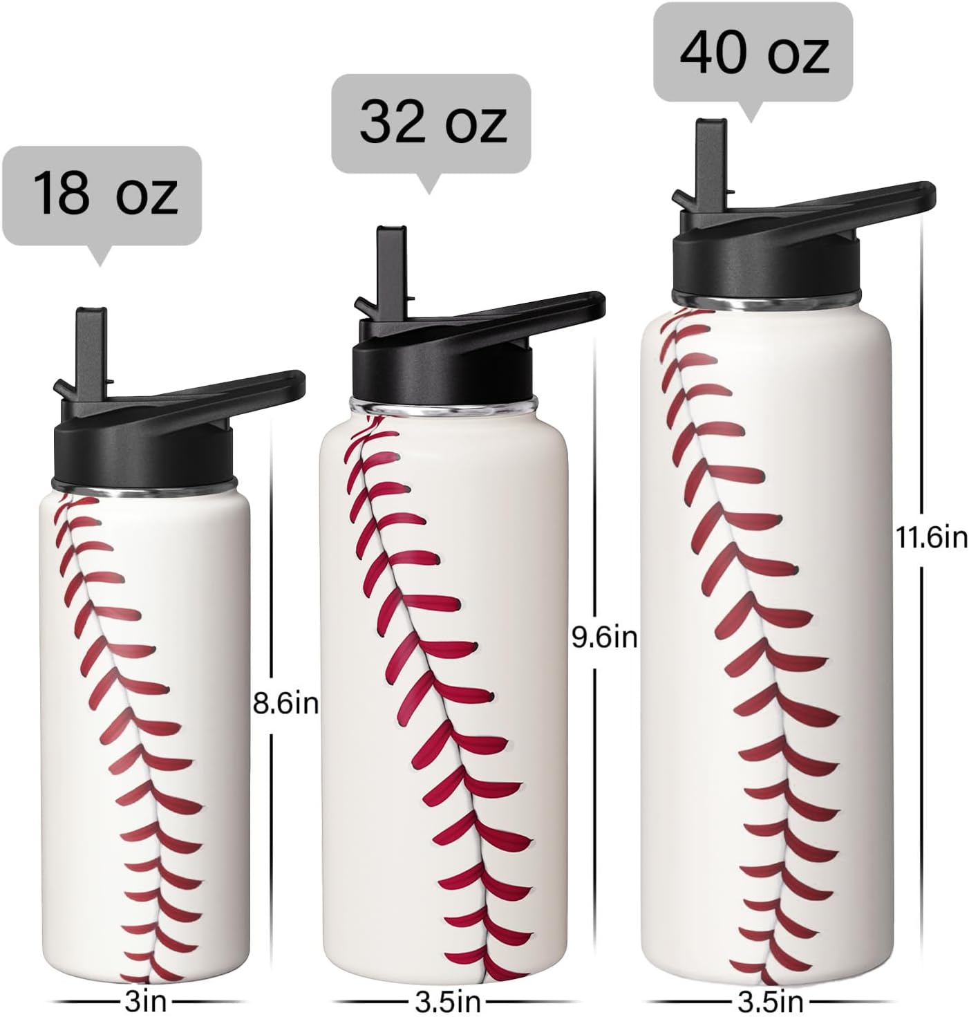 Baseball Water Bottle 18oz Insulated Sports Water Bottles Baseball Gifts for Men Women Gift for Coach Lovers Fan Players Stuff Accessories for Boys Girls - Image 5