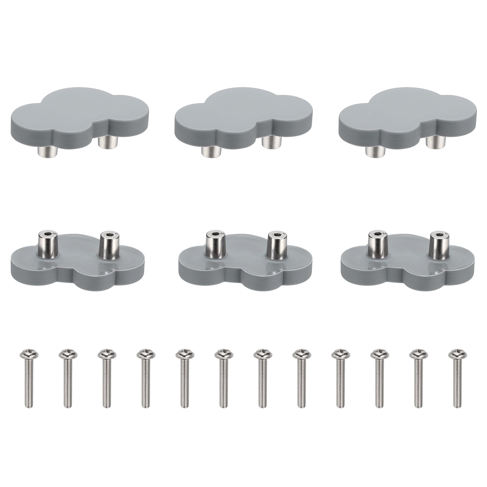 Boutons d'armoire nuages lot de 6 poignées double trou avec vis incluses pour un montage facile