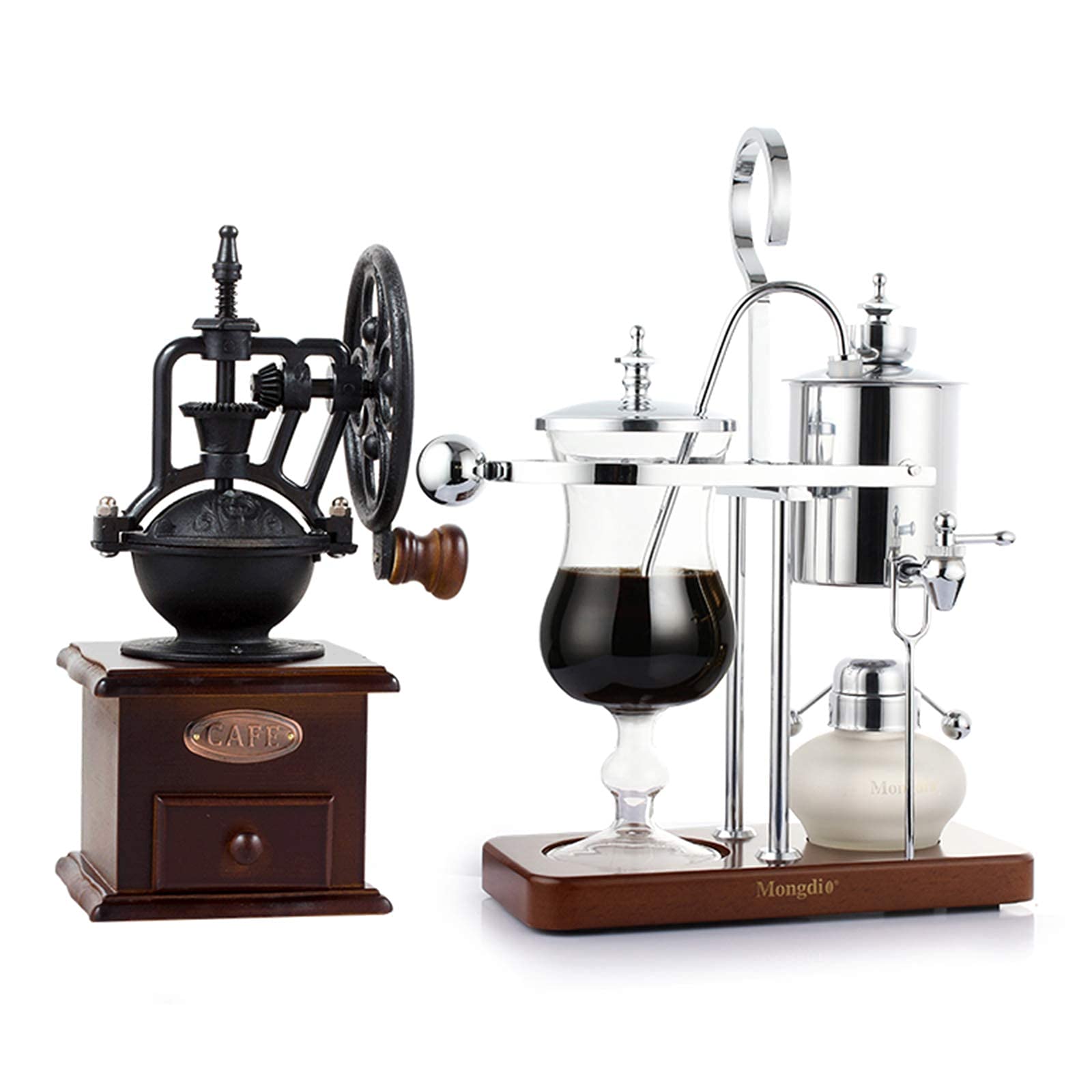 Vakuum-Kaffeebereiter Siphon Kaffeemaschine Set Royal Belgische Kaffeemaschine Geschenkbox, 4 Tassen,Silver